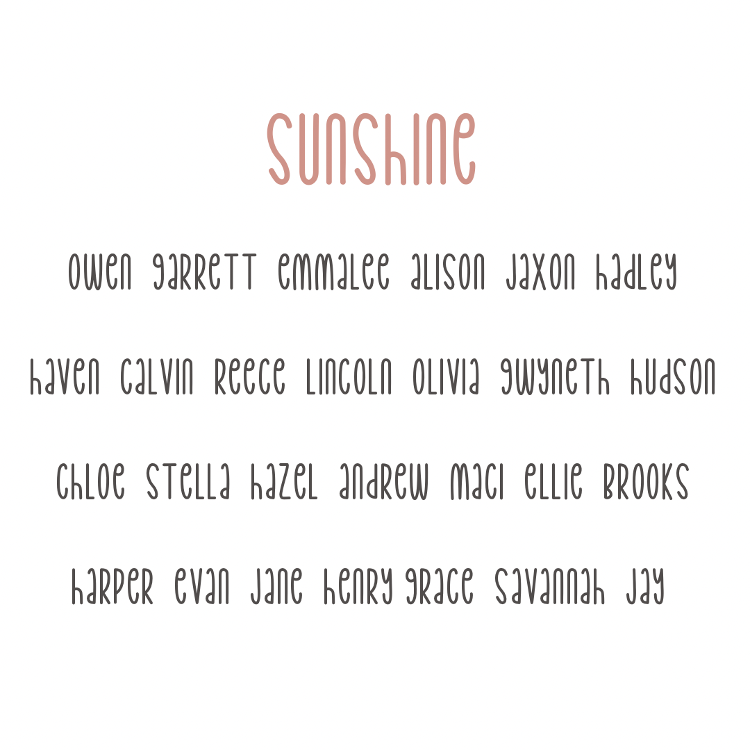 Sunshine font examples