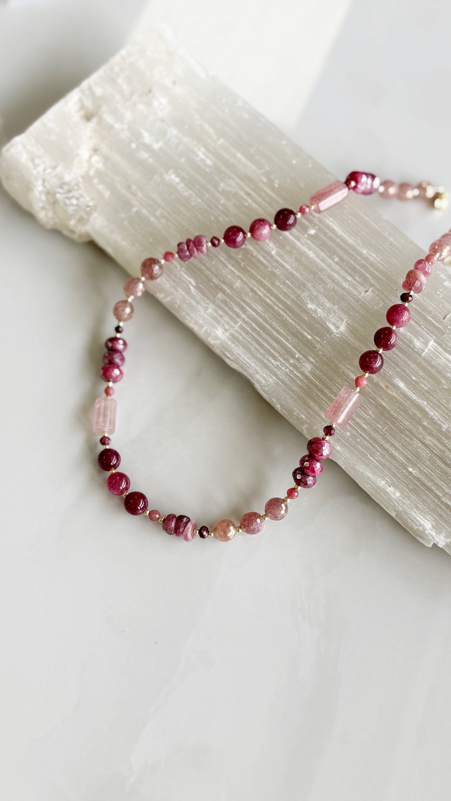 Pink Hue Gemstone Necklace