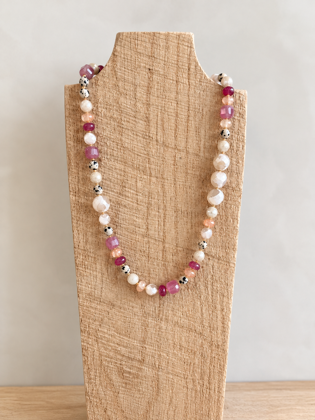 Peach & Cranberry Gemstone Necklace