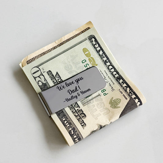 Engraved Font Money Clip in silver