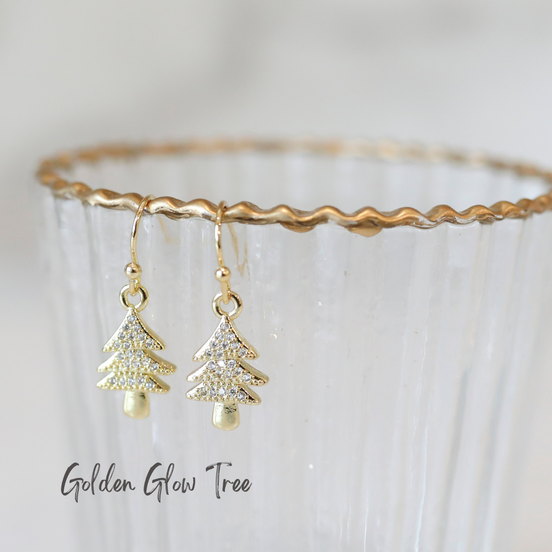 Golden Glow Tree French Wire Earrings