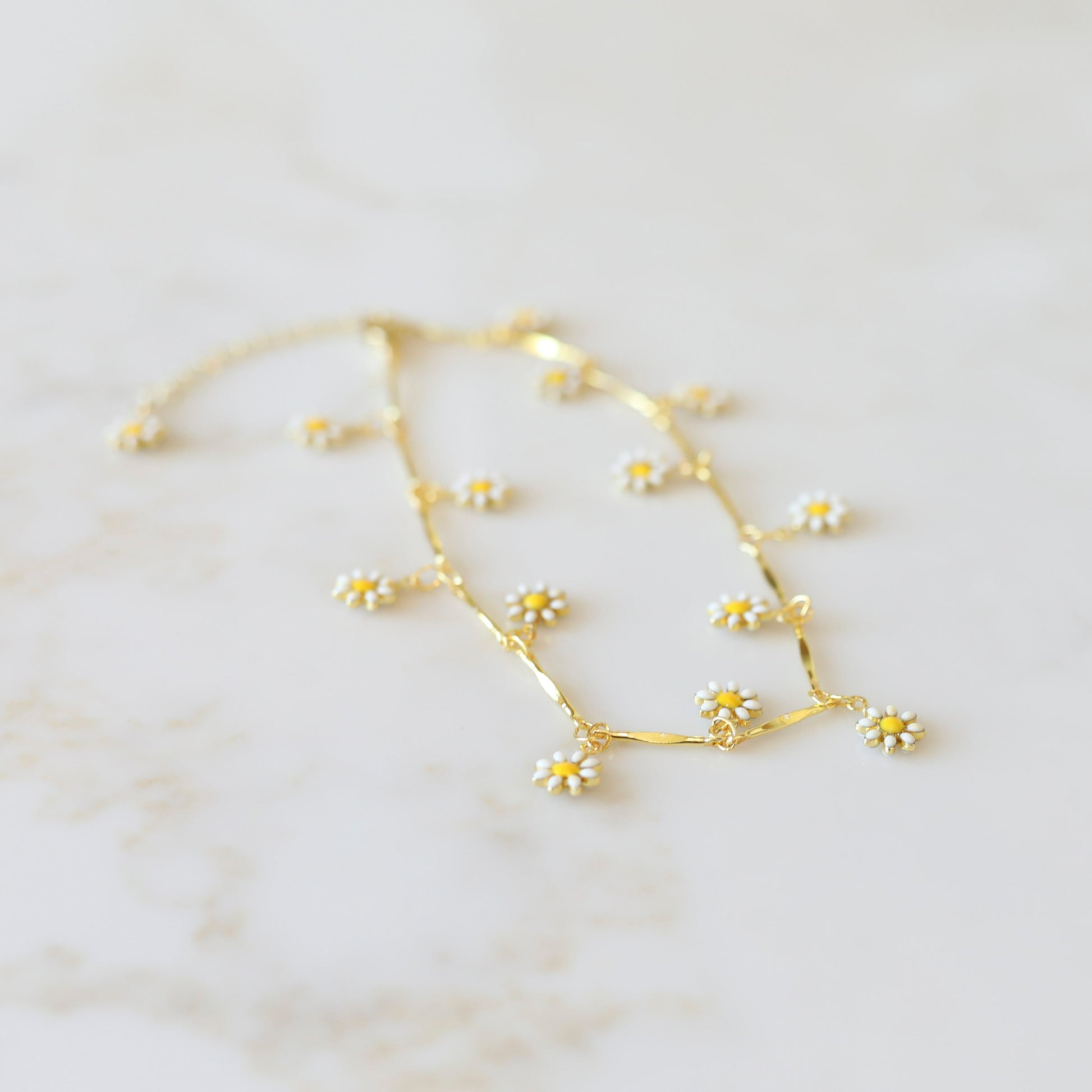 Daisy Anklet Multicolored Enamel Daisy Charms
