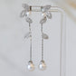 CZ Flower Drop Earrings in Silver