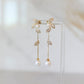 CZ Flower Drop Earrings in Gold