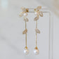 CZ Flower Drop Earrings in Gold