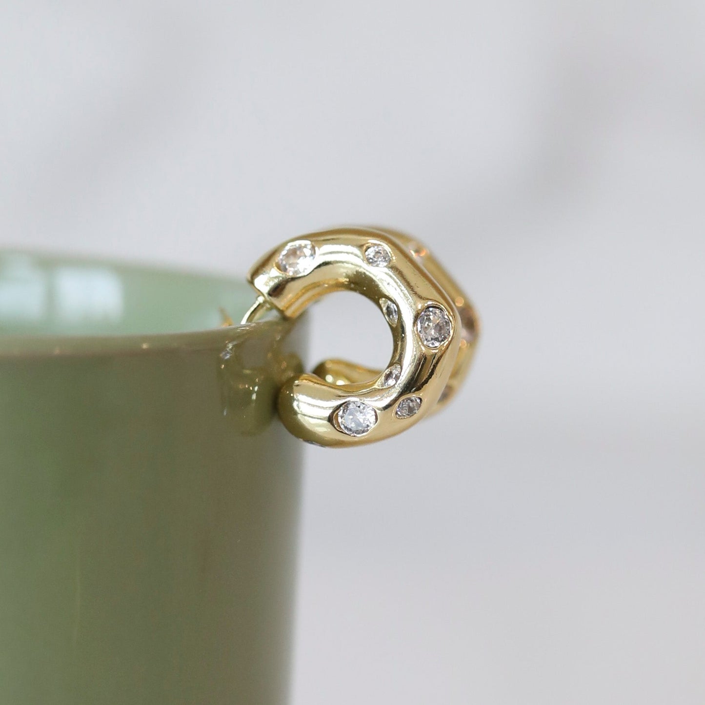 Bezeled Freeform Hoops | Cubic Zirconia