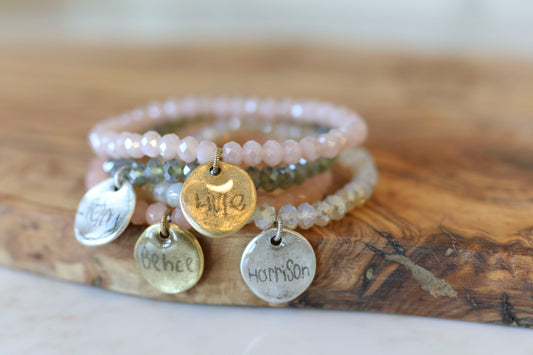 Handwriting Jewelry Crystal Stack Bracelet Remix Version