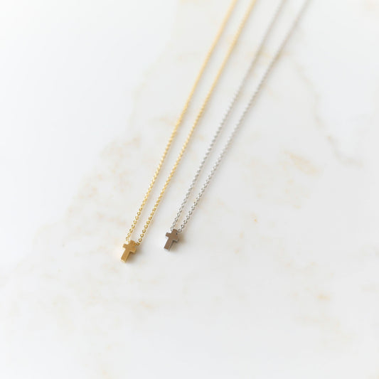 Simplistic Cross Necklace available in Gold or Silver