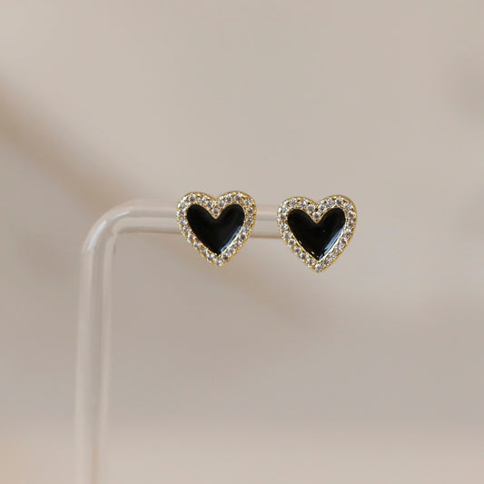 Pave Enamel Heart Studs