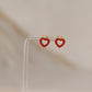 Red Hollow Heart Studs