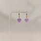 Purple Enamel Heart Hoops