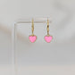 Light Pink Enamel Heart Hoops