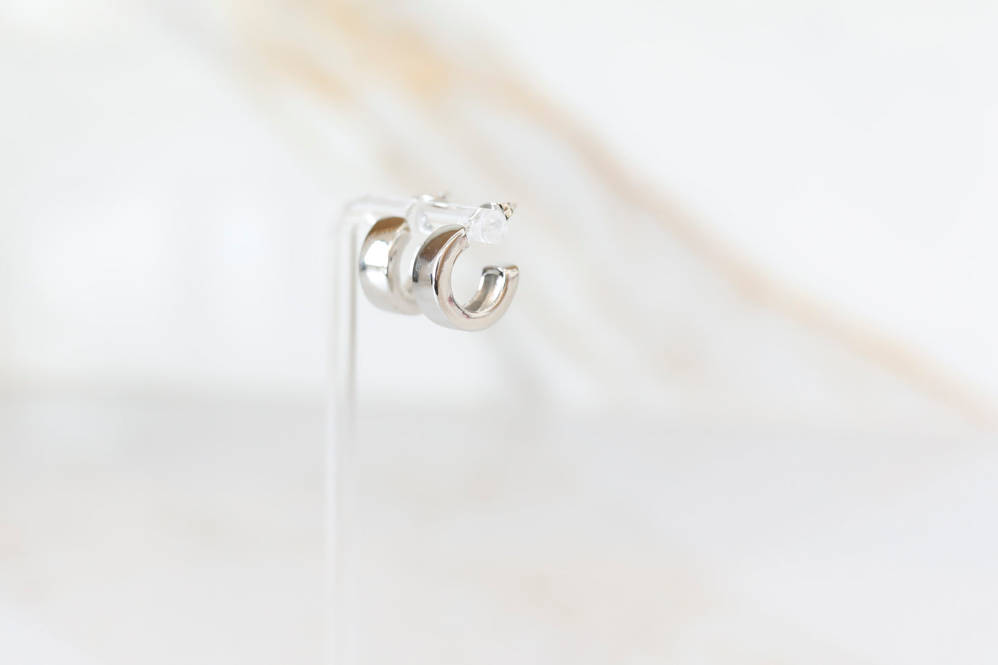 Thick Huggie Hoops in Silver