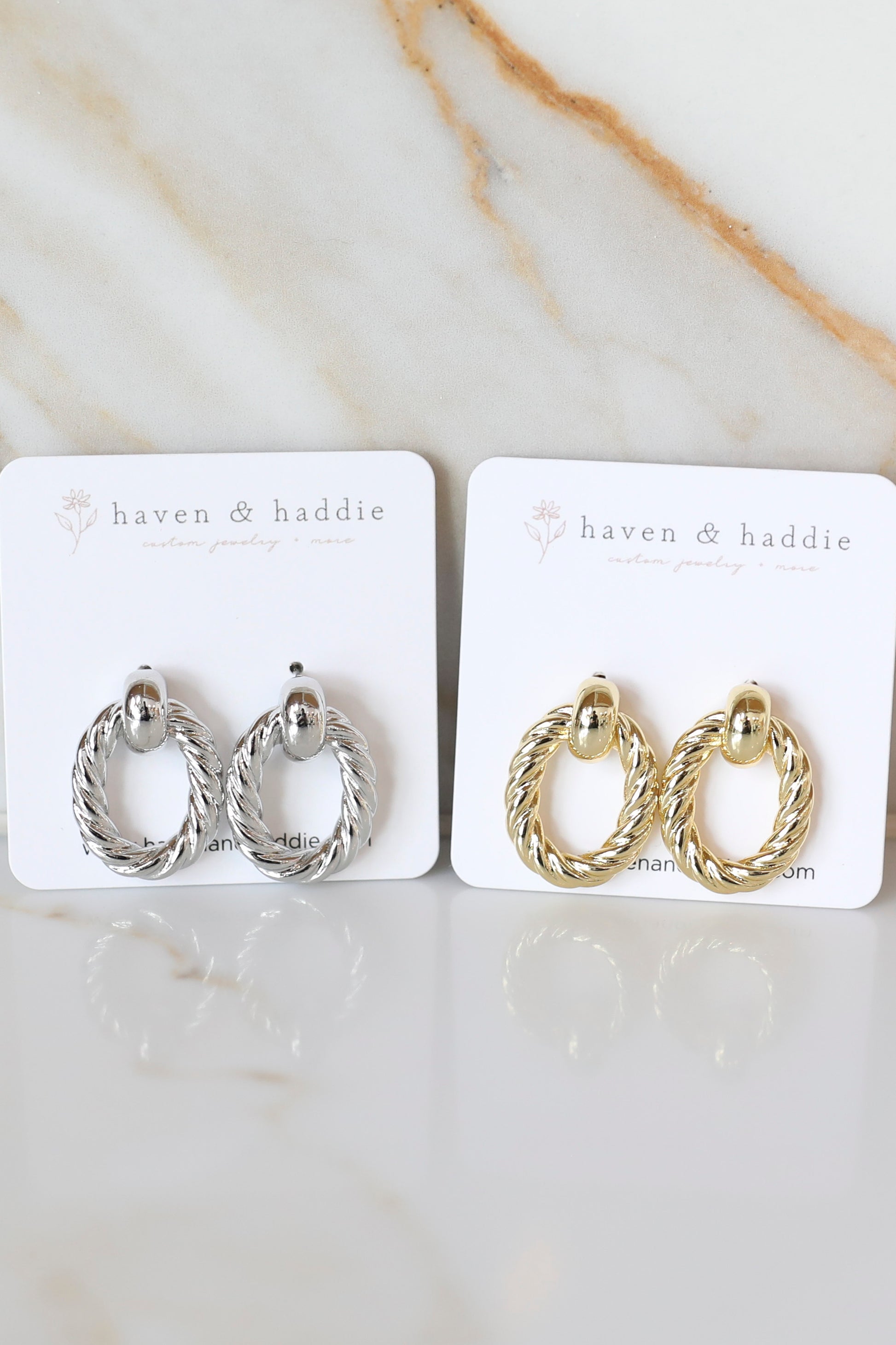 Double Textured Hoop Stud available in Silver or Gold