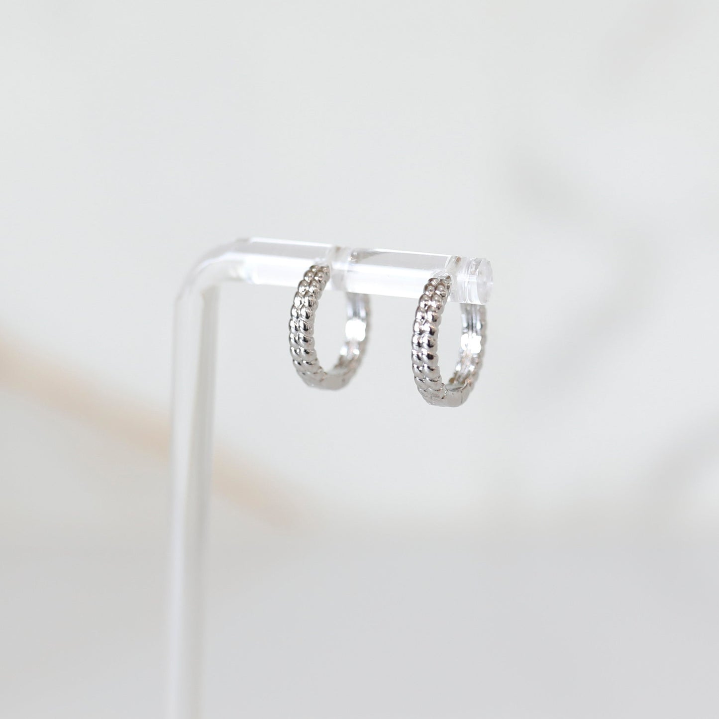 Rope Huggie Hoops in Silver