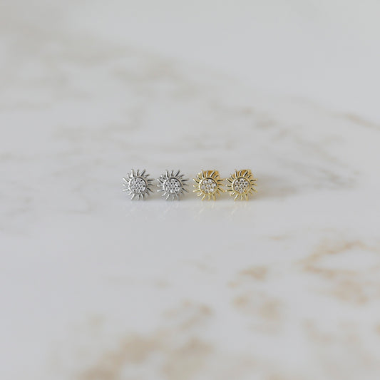 Sunflower Studs available in Gold and Silver