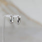 Hammered Huggie Hoops in Silver