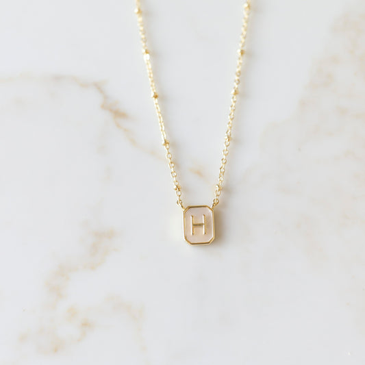 Mother of Pearl Initial Necklace