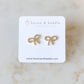 Cubic Zirconia Bow Stud Earrings in Gold