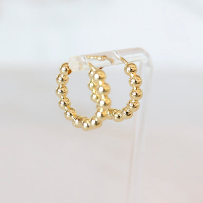 Round Beaded Hoops in Gold