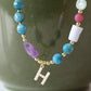Multi Gemstone Initial Necklace