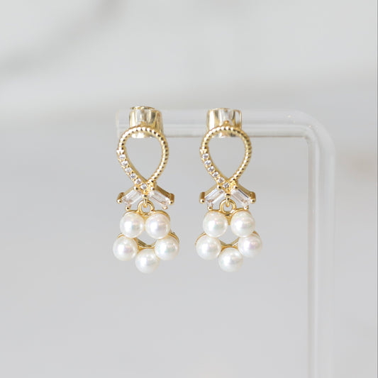 Faceted Pearl Drop Studs