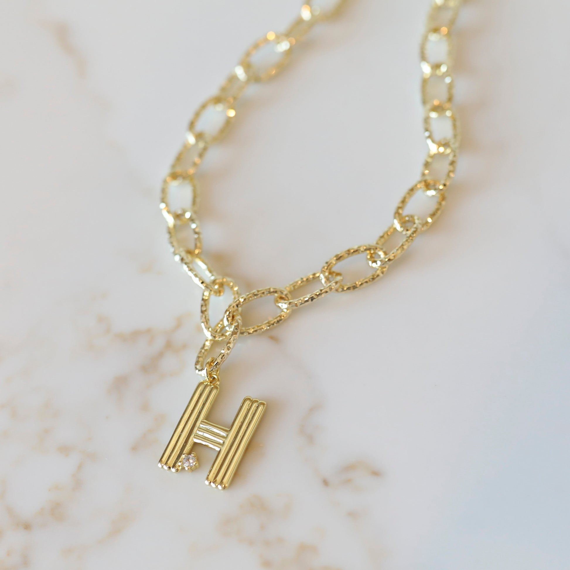 Wave Initial Necklace