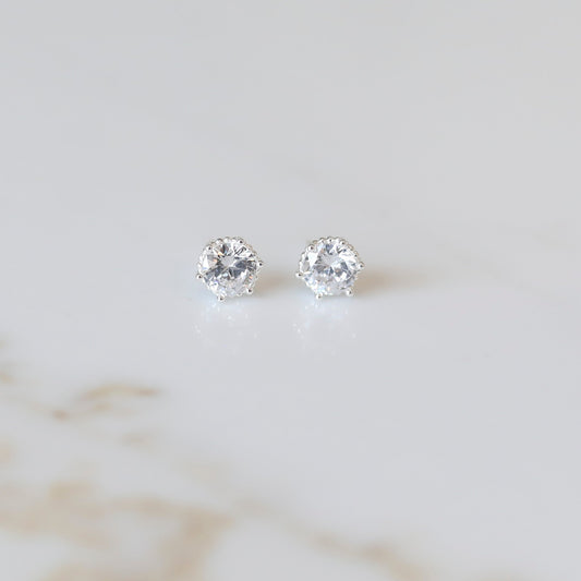 Solitaire CZ Studs in Silver