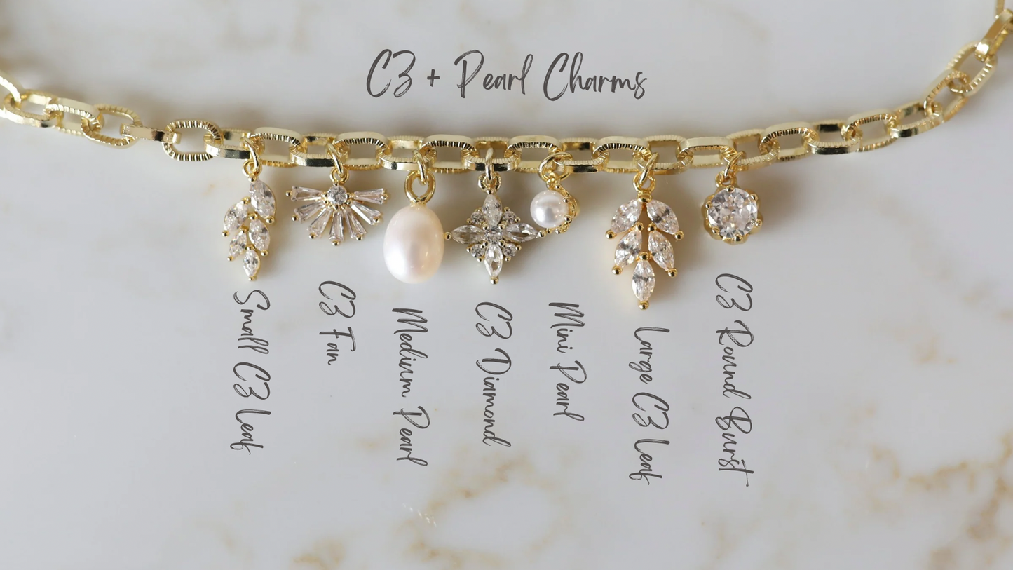 CZ and Pearl Charm Options