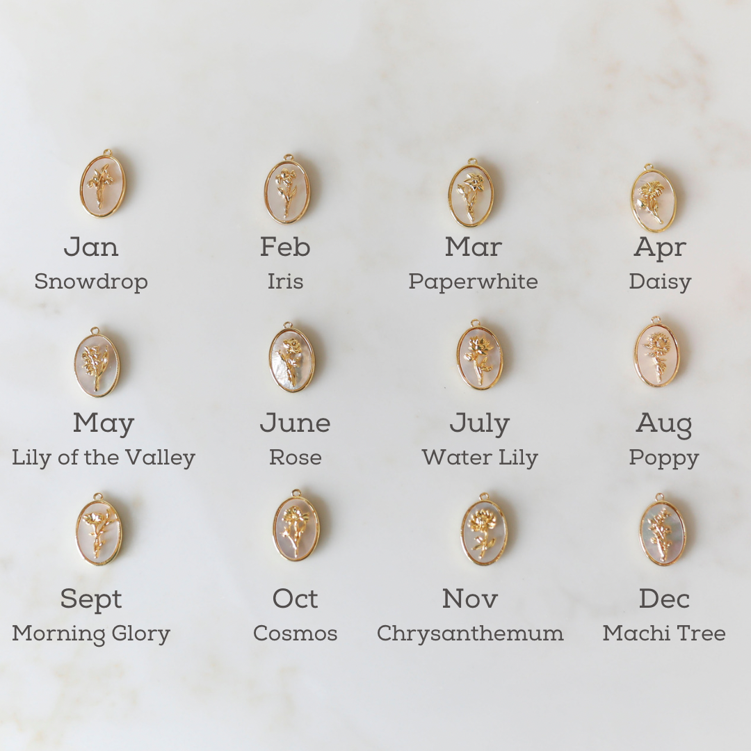 Birth Month Flower Necklace | Mother of Pearl