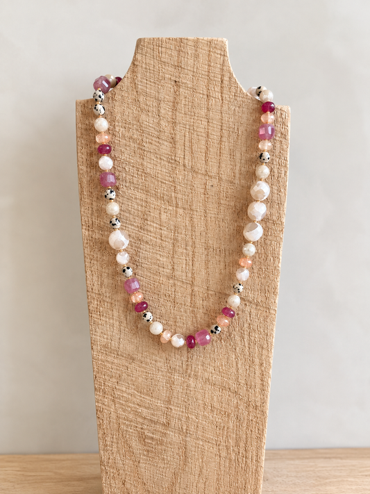 Peach & Cranberry Gemstone Necklace