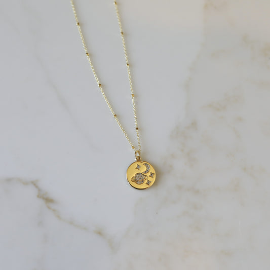 Moon and Saturn Necklace