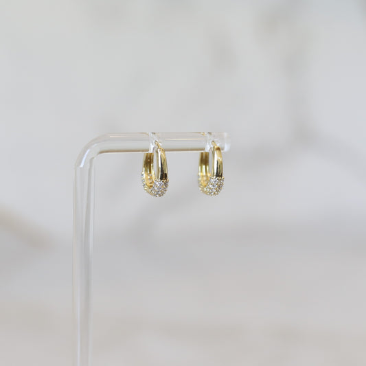 Oval Pave Hoop Earrings with Cubic Zirconia