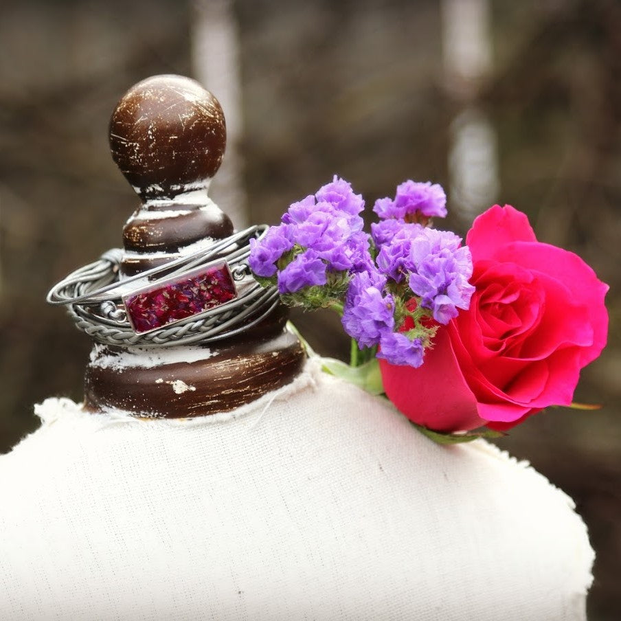 Memory Flower Mini Link Leather Bracelet