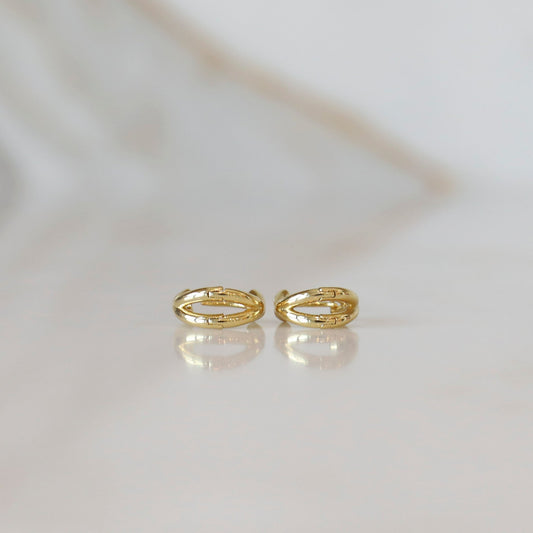 Crossover Huggie Hoops