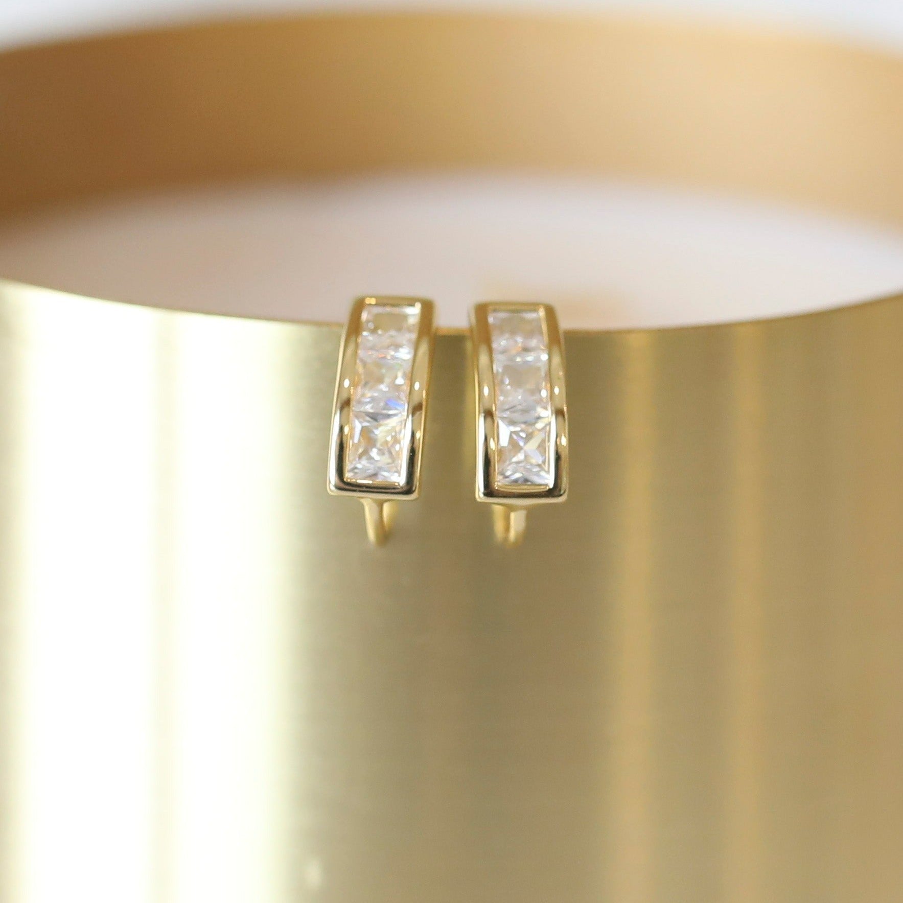 Mini Baguette Hoops with Clear Cubic Zirconia