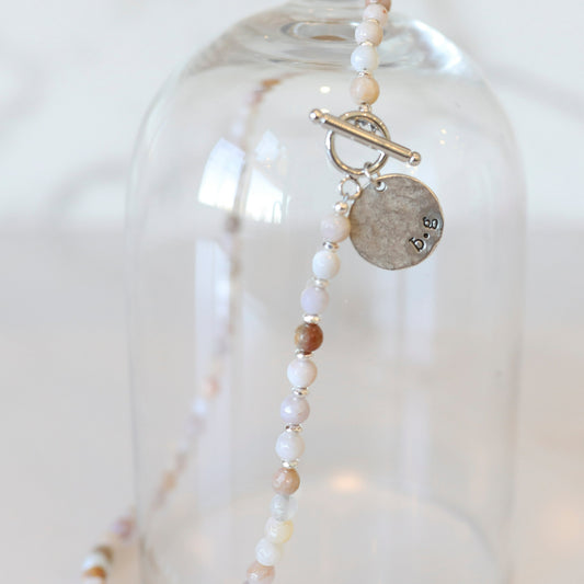 Agate Charm Personalized Necklace in Silver