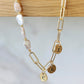 Personalized Asymmetrical Pearl Charm Necklace in Gold