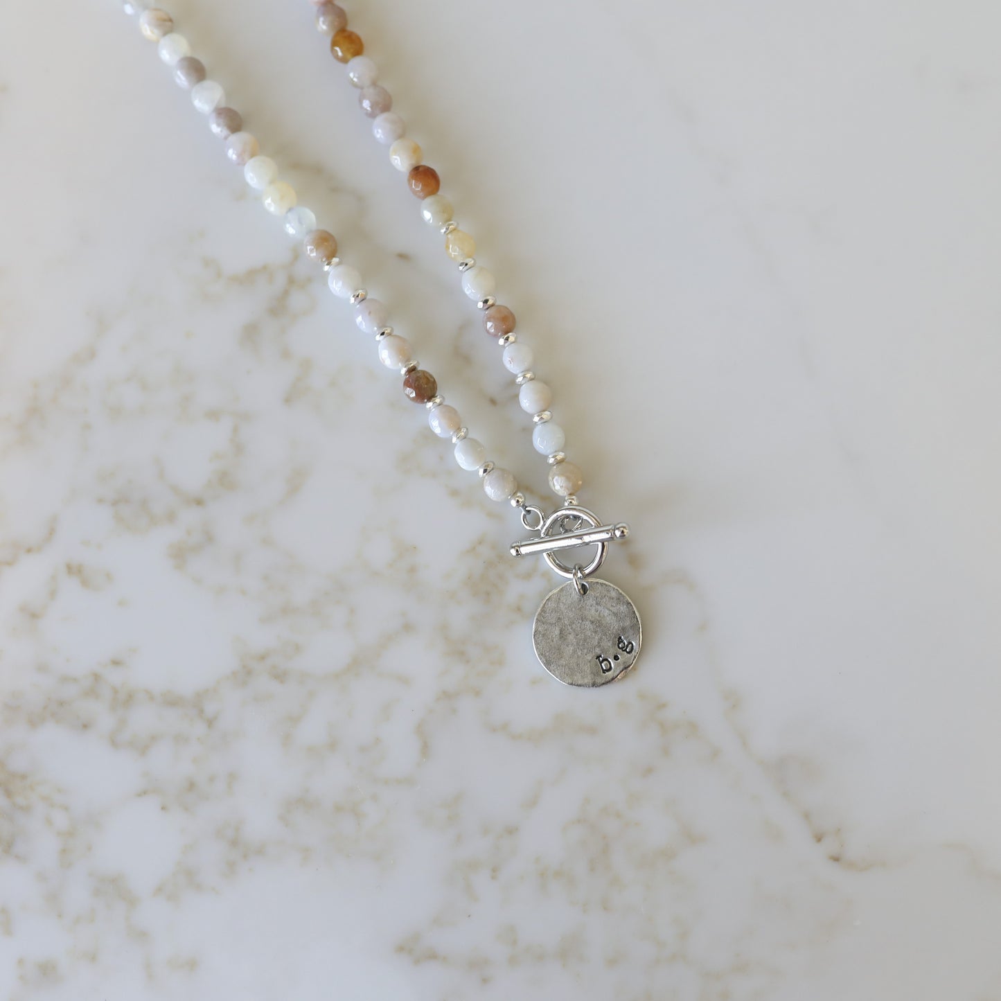Agate Charm Personalized Necklace in Silver