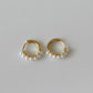 Bezel Hoop Earrings - Gold with Pearls