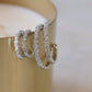 Thin Braided Cubic Zirconia Hoop Earrings in Silver - available in two sizes