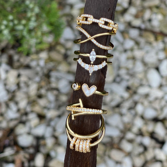 Cubic Zirconia Gold Stacking Rings