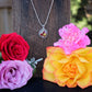 Memory Flower Small Ornate Necklace - Round Bezel