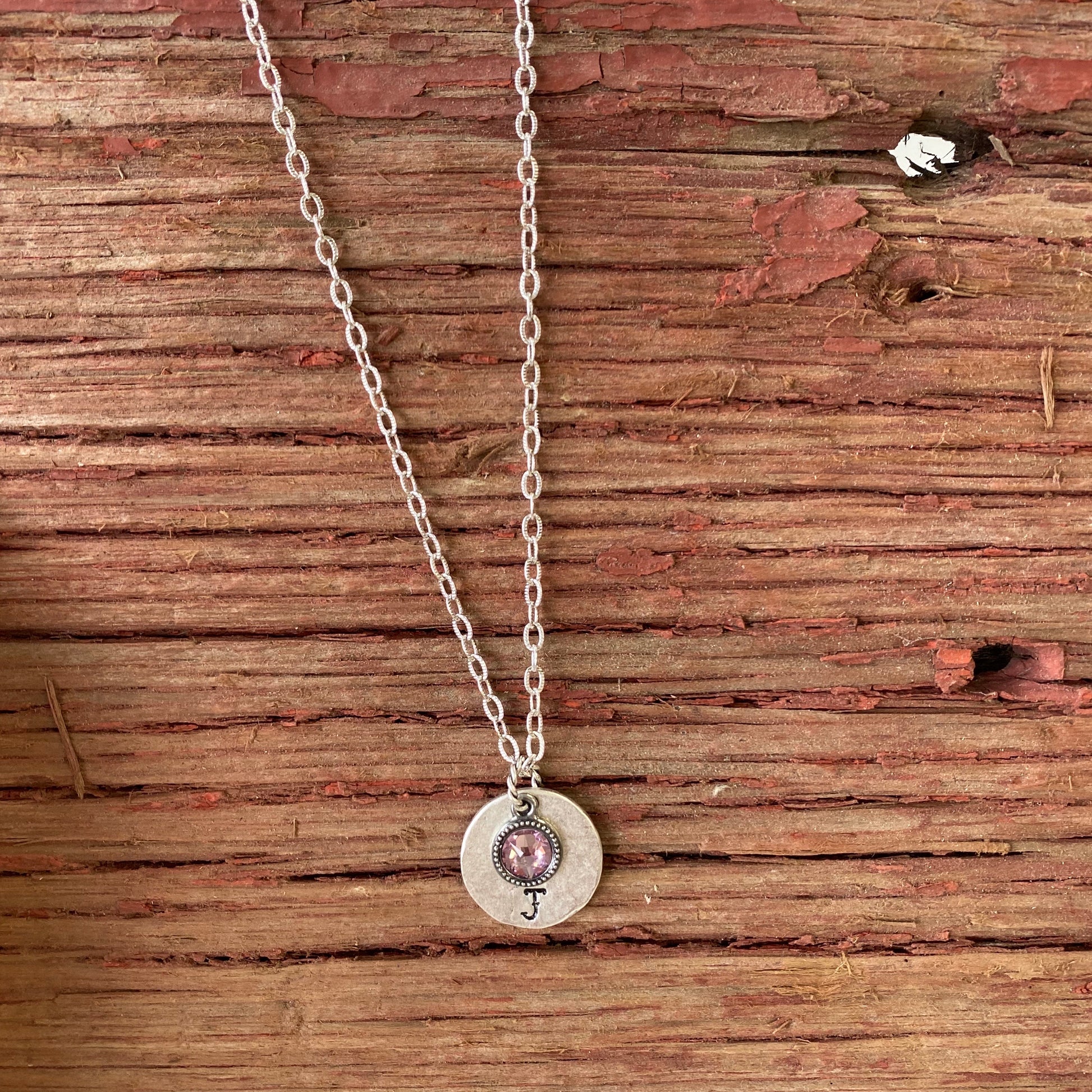Personalized Initial Birthstone Necklace