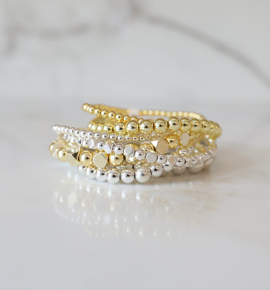 Titanium Hematite Everday Stack - Gold and Silver